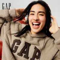 Gap/盖璞 撞色logo 男女装连帽卫衣 卡其色 XL (180/100A) 亚洲尺码