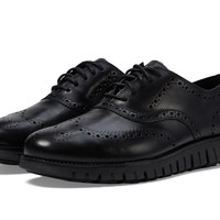 COLE HAAN 男式 Zerogrand 重制翼尖牛津鞋 黑色/黑色