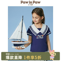 Paw in Paw 卡通小熊童装25年夏新款女童海军短袖T恤