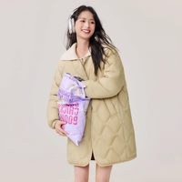 雪中飞 2026秋冬新款女士中长款轻薄圆领羽绒服休闲基础百搭纯色