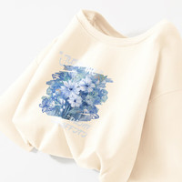 JEANSWEST/真维斯 100%棉 女士长袖T恤 2025秋:杏-浅蓝油画 【100%棉】 M 【柔软亲肤】