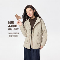 GIORDANO/佐丹奴 小香风 女士棉衣外套 37 燕麦卡其 L