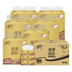 清风 抽纸 厚柔4层80抽60包M码 家庭装纸巾纸抽 面巾纸餐巾纸 抽纸整箱