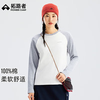 Pioneer Camp/拓路者 纯棉 女士长袖T恤 灰白 S