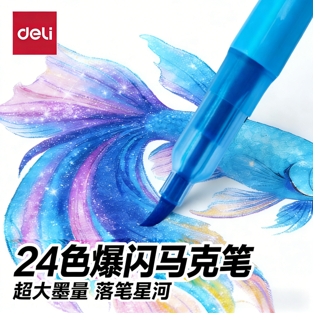 得力 闪光流沙马克笔