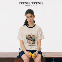 TEENIE WEENIE 透气 女士睡衣套装 女|短袖短裤-正白色 L