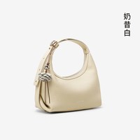 拉菲斯汀 头层牛皮OO月牙包2026新款腋下包真皮女包白色手提斜挎包