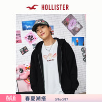 HOLLISTER 美式舒适抓绒布新年红套头连帽卫衣25冬男装322-5431 黑色 M (180/100A)
