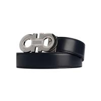 Salvatore Ferragamo 商务男士双面平滑扣牛皮革皮带