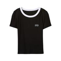 Gap/盖璞 刺绣logo 女士短袖T恤 黑色 XXS 美码S亚洲码160/80A