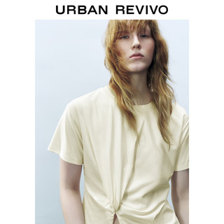  URBAN REVIVO 设计感扭结开衩 女士短袖T恤