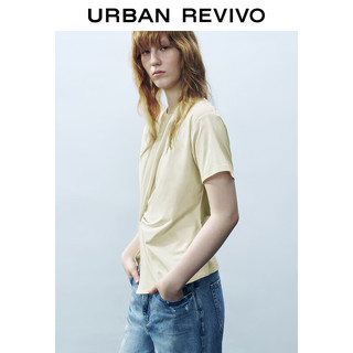  URBAN REVIVO 设计感扭结开衩 女士短袖T恤