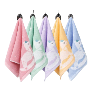 金号 全棉 儿童毛巾 木马红绿紫黄蓝 5条