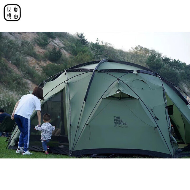 自由之魂 太空堡垒 石灰绿大型营地帐篷多人穹顶球帐防晒四季帐篷