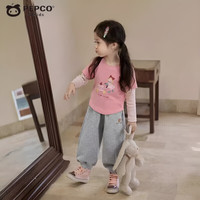 小猪班纳 假两件设计 女童T恤