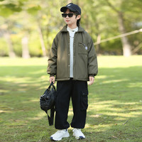 MUMUWU/木木屋 加厚保暖 男童棉服 军绿色 150