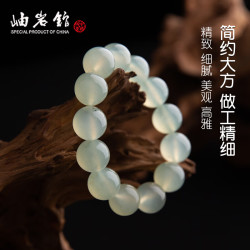 荷玉情缘 岫玉手串男冰料