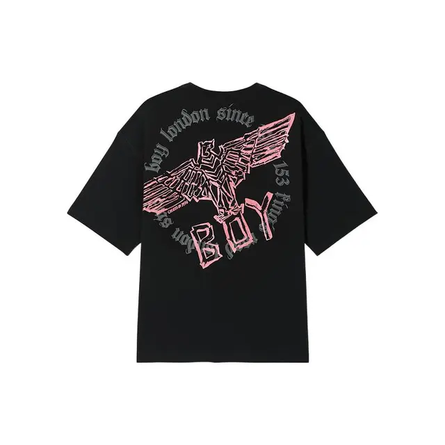  BOY LONDON/伦敦男孩 经典升级 男女同款T恤 黑印粉N01911 经典升级