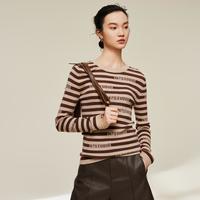 摩凡 冬款字母修身羊毛衫条纹毛衣女