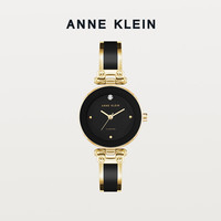 ANNE KLEIN 安妮克莱茵真钻黑金色石英手表轻奢小众女表