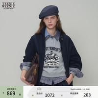 TEENIE WEENIE 小熊女装外套2026年春季新款宽松舒适时髦两面穿翻领潮流夹克上衣 藏青色 M