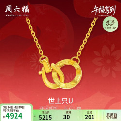 周六福 双环黄金项链足金吊坠手链生肖马本命年计价 约3.52g 套链40+5cm