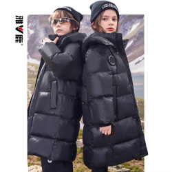 雅鹿 防寒 儿童羽绒服 黑色