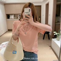 诗莉奥 夏季新款小冰T恤宽松纯色上衣ins潮流圆领T恤短袖女生