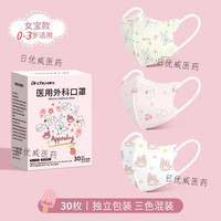 初医生 CHUYISHENG）药仓直售医用外科口罩儿童专用0-12岁透气独立包装防护儿童口罩 女宝三色装