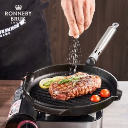 RonnebyBruk 瑞典Ronneby Bruk专业煎牛排专用煎锅铸铁无涂层物理不粘平底生