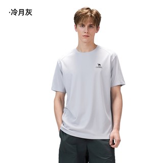  CAMEL/骆驼 透气吸汗 速干T恤 【东丽面料】冷月灰，男，A16BK08089
