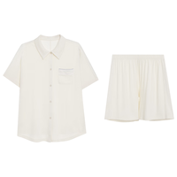 Aimer/爱慕 凉感含氨基酸蛋白质抗菌 女士家居服套装 短裤套装-牛奶白 L 170