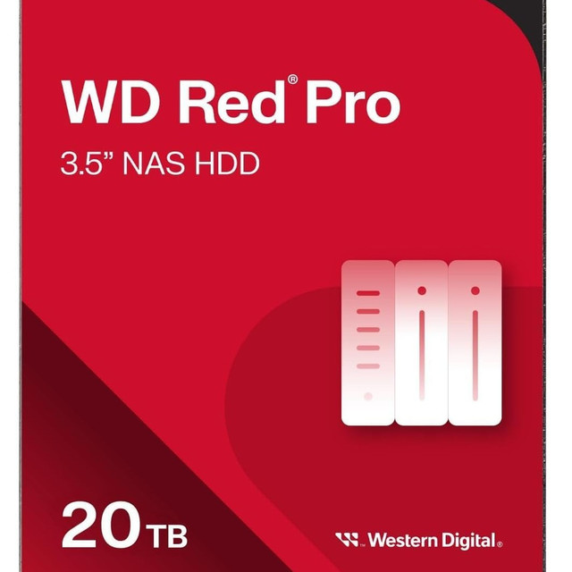 西部数据 西数 20TB WD 红色 Pro NAS 内置硬盘 - 7200 RPM,SATA 6 Gb/s,CMR,512 MB 缓存,3.5 英寸 - WD202KFGX