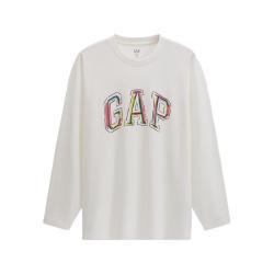 Gap 男女装秋季款logo涂鸦印花纯棉宽松长袖T恤上衣787426