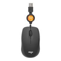 aigo 爱国者 伸缩小鼠标 笔记本电脑用有线鼠标 可收纳拉伸USB 送鼠标垫