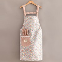 88VIP：诗佩琪 CXWQ741060901 长袖围裙罩衣 90cm 灰色（碎花口袋兔无袖围裙） 时尚干活做饭可爱工作服围腰