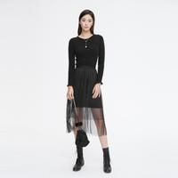S.DEER/圣迪奥 优雅圆领 女士长袖连衣裙套装