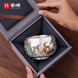 豪峰 999鎏纯银泡茶壶茶杯套装 新年礼物