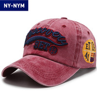 NY-NYM 牛仔棒球帽子男潮女韩版水洗做旧刺绣字母