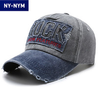 NY-NYM 韩版水洗字母春秋鸭舌帽男女时尚做旧破洞