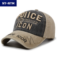 NY-NYM 新款水洗做旧复古鸭舌帽男女街头百搭弯檐