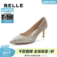 百丽 时尚闪耀高跟鞋女优雅细高跟单鞋BCWV6AQ6 金色 37 (235mm)