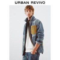 UR UR2026春季男装休闲设计感撞色拼接牛仔衬衫UML860002 灰蓝 S