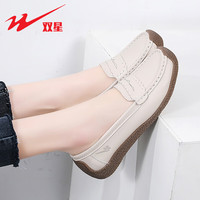 双星 真皮妈妈鞋 舒适四季单鞋