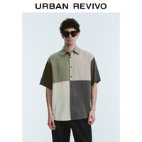 UR 男士拼接撞色格子宽松开襟衬衫 UMF240045 多色