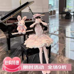 芙蝶之心Lolita哥特蓝色挂脖洋装jsk日常洛丽塔公主成人礼连衣裙 35cm裙撑 均码