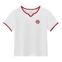 MOUSSY 夏季新品非正式学院风基础撞色刺绣T恤028HS490-1191