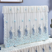 庭漫伊 电视机罩防尘罩液晶盖布挂式蕾丝欧式开机不取盖布壁挂式盖巾 孔雀蓝开机不取款