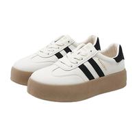 西遇 复古没事厚底德训鞋女 白/黑色