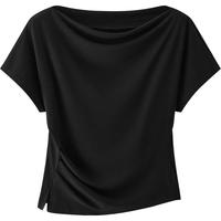 森马 荡领褶皱 女士T恤